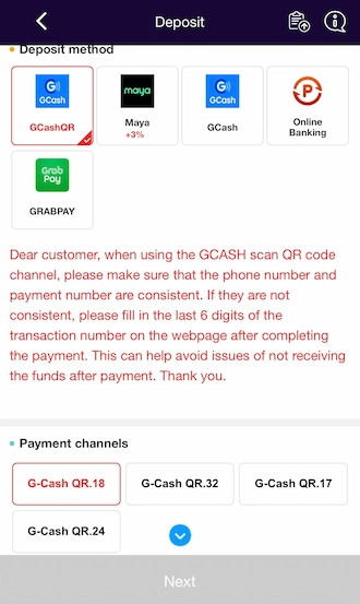 Step 1: Choose the transaction method using GCashQR.