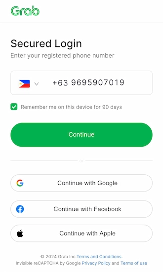 Step 2: enter the phone number & make the payment using GrabPay.