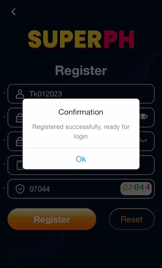 Step 3: Successfully registered account.